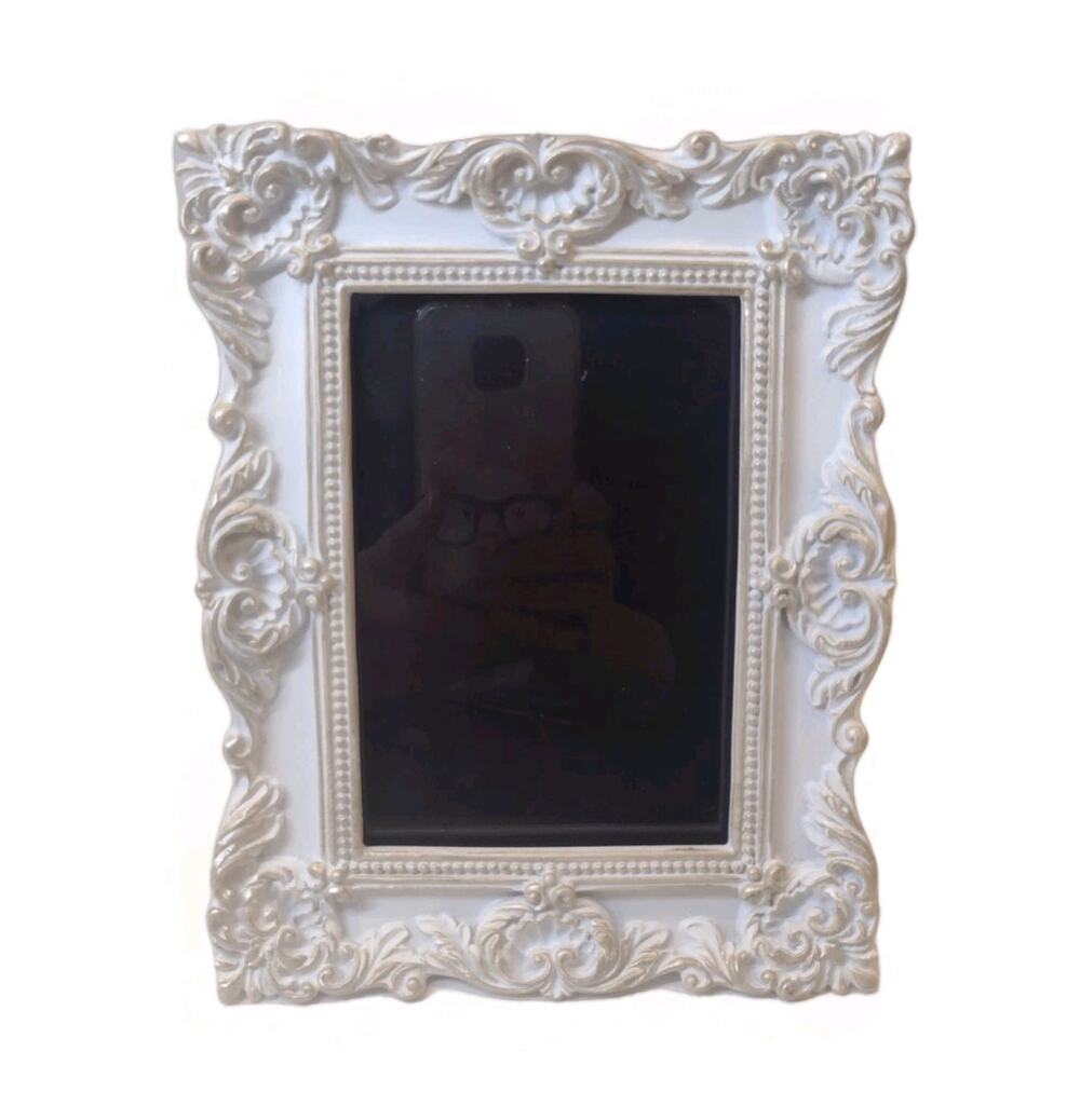 White Picture Frame Photo 4x6 Ornate Shabby Chic Boho Country Cottage Vintage
